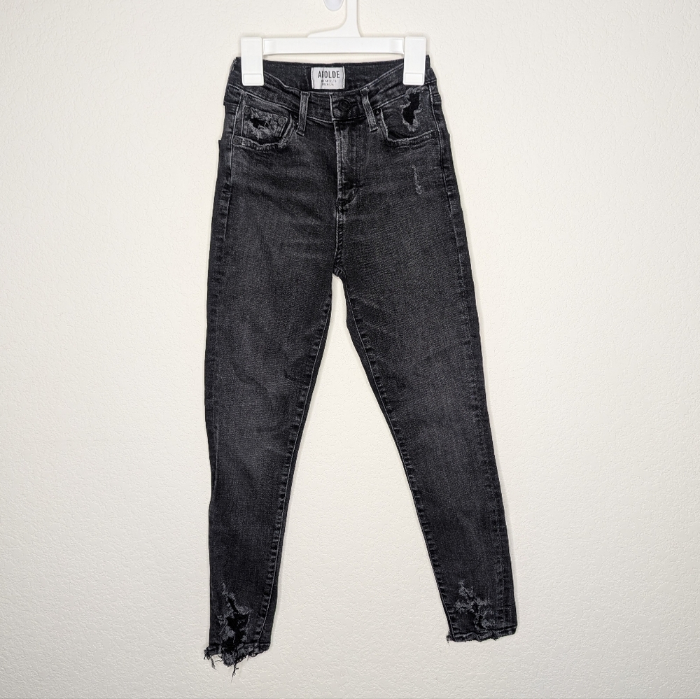 Agolde Distressed High Waisted Skinny Jeans